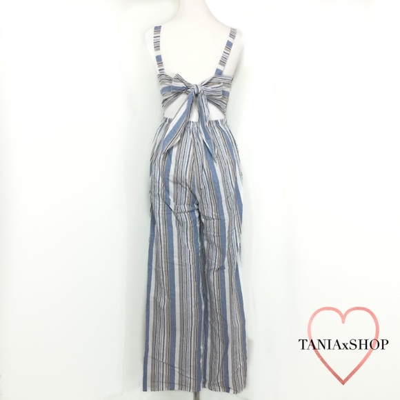 Blue Striped Jumpsuit - Picture 4 of 6